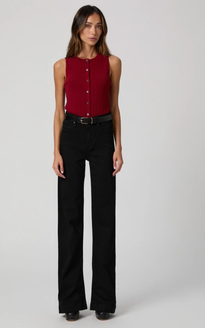 Paige Leenah Wide Leg Jeans in Black Shadow size 20W